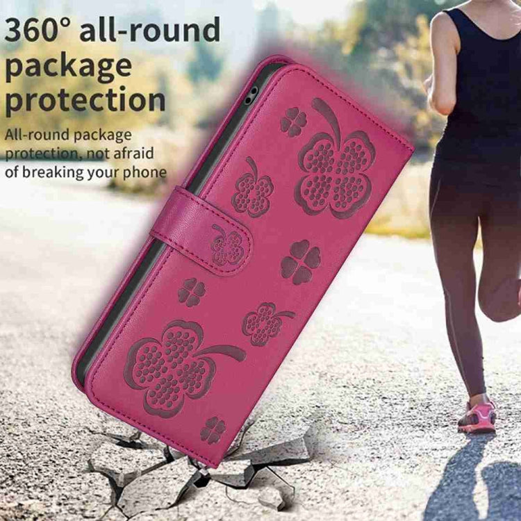 For Realme C53 Four-leaf Embossed Leather Phone Case(Rose Red) - Realme Cases by buy2fix | Online Shopping UK | buy2fix