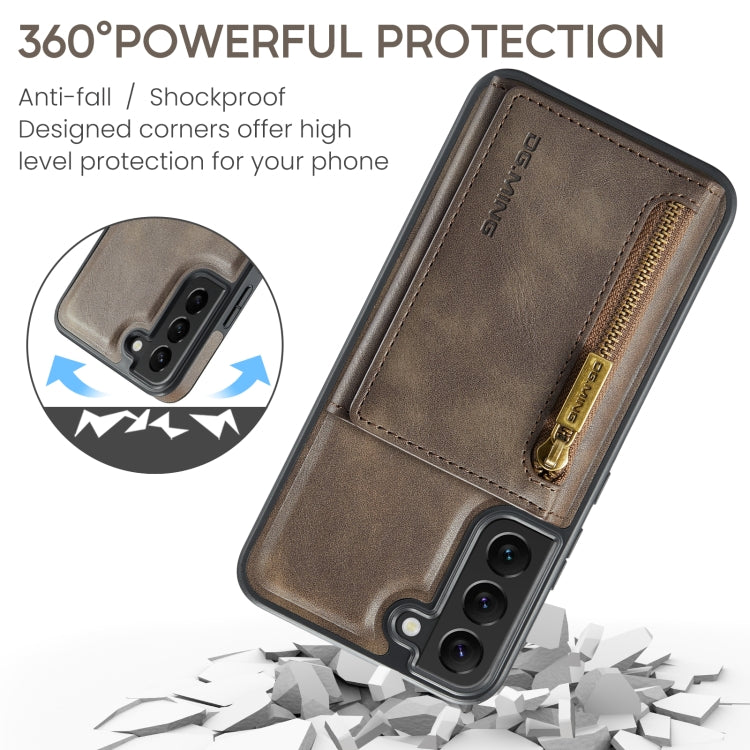 For Samsung Galaxy S22 DG.MING M5 Series Zip RFID Multi Card Detachable Leather Phone Case(Coffee) - Galaxy S22 5G Cases by DG.MING | Online Shopping UK | buy2fix