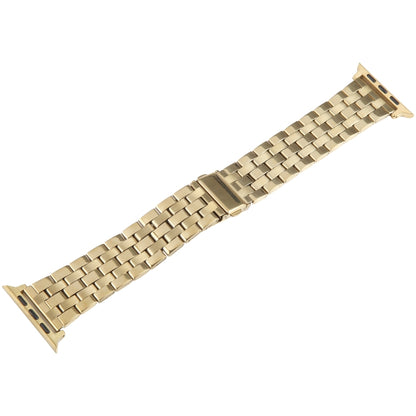 For Apple Watch Series 7 45mm 22mm Ultra-thin Five Beads Stainless Steel Watch Band(Gold) - Watch Bands by buy2fix | Online Shopping UK | buy2fix