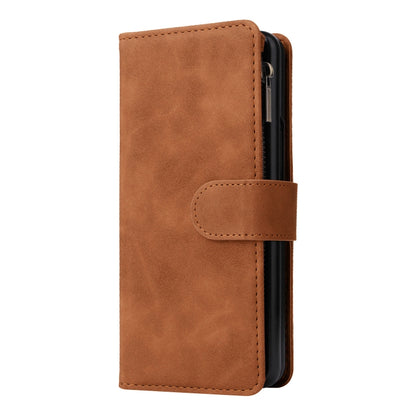 For Samsung Galaxy Z Fold4 Multifunctional Frosted Zipper Wallet Leather Phone Case(Brown) - Galaxy Z Fold4 5G Cases by buy2fix | Online Shopping UK | buy2fix