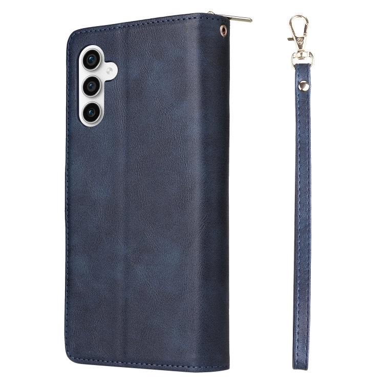 For Samsung Galaxy S23 FE 5G 9-Card Slots Zipper Wallet Bag Leather Phone Case(Blue) - Galaxy S23 FE 5G Cases by buy2fix | Online Shopping UK | buy2fix