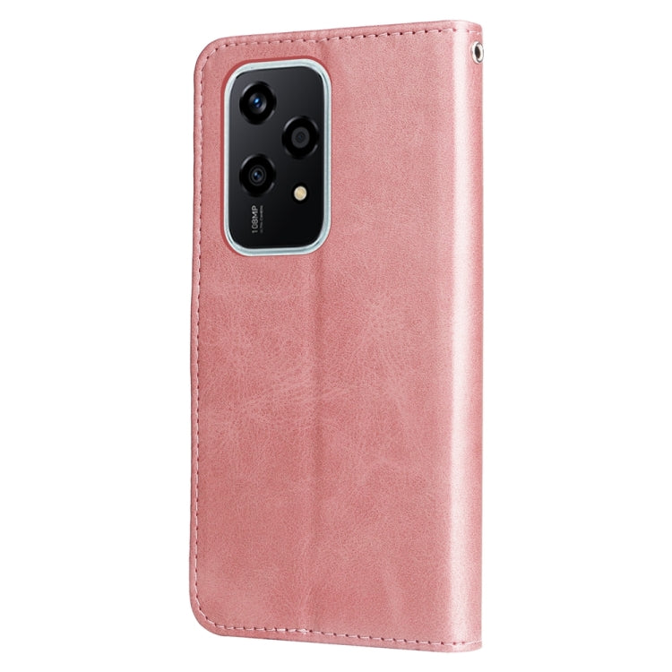 For Honor 200 Lite Global Fashion Calf Texture Zipper Leather Phone Case(Rose Gold) - Honor Cases by buy2fix | Online Shopping UK | buy2fix