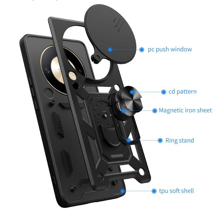 For Honor X9b Sliding Camera Cover Design TPU+PC Phone Case(Black) - Honor Cases by buy2fix | Online Shopping UK | buy2fix