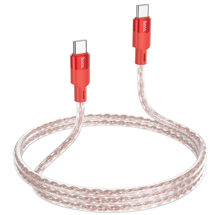 hoco X99 Crystal Junction 60W USB-C / Type-C to USB-C / Type-C Silicone Charging Data Cable, Length:1m(Red) - USB-C & Type-C Cable by hoco | Online Shopping UK | buy2fix