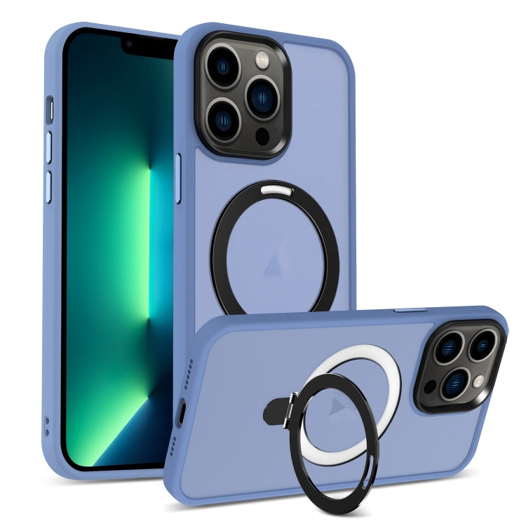 For iPhone 13 Pro Max MagSafe Holder Skin-feel PC Hybrid TPU Phone Case(Blue) - iPhone 13 Pro Max Cases by buy2fix | Online Shopping UK | buy2fix