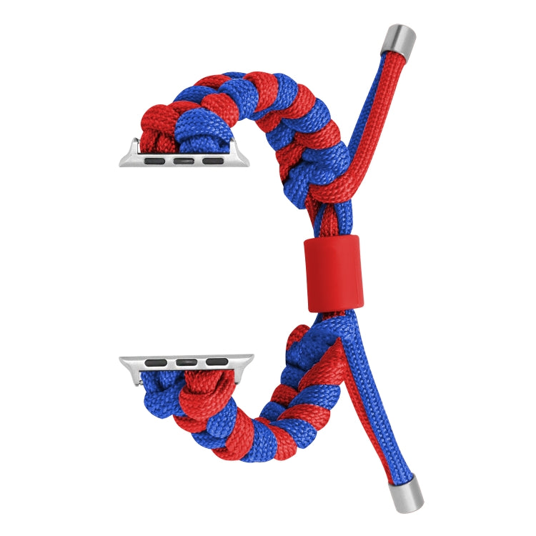 For Apple Watch Ultra 49mm Paracord Fishtail Braided Silicone Bead Watch Band(Blue Red) - Watch Bands by buy2fix | Online Shopping UK | buy2fix