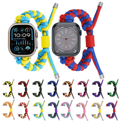 For Apple Watch Ultra 49mm Paracord Fishtail Braided Silicone Bead Watch Band(Purple Yellow) - Watch Bands by buy2fix | Online Shopping UK | buy2fix