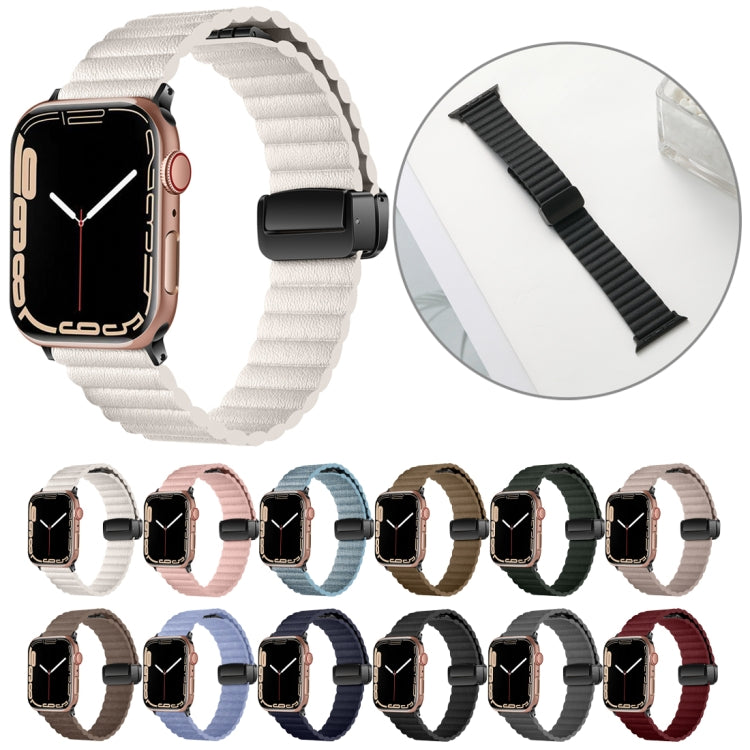 For Apple Watch Series 7 45mm Water Ripple Magnetic Folding Buckle Watch Band, Style: Bold Version(Black) - Watch Bands by buy2fix | Online Shopping UK | buy2fix