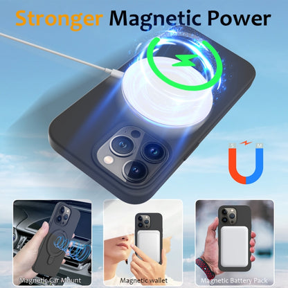 For iPhone 15 Pro Max Liquid Silicone MagSafe Magnetic Phone Case with Ring Holder(Carbon Black) - iPhone 15 Pro Max Cases by buy2fix | Online Shopping UK | buy2fix