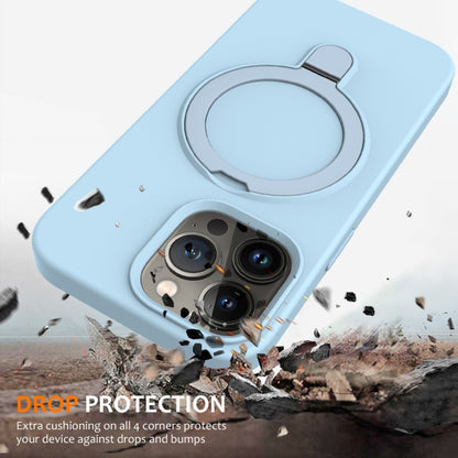 For iPhone 15 Pro MagSafe Magnetic Liquid Silicone Phone Case with Ring Holder(Sky Blue) - iPhone 15 Pro Cases by buy2fix | Online Shopping UK | buy2fix