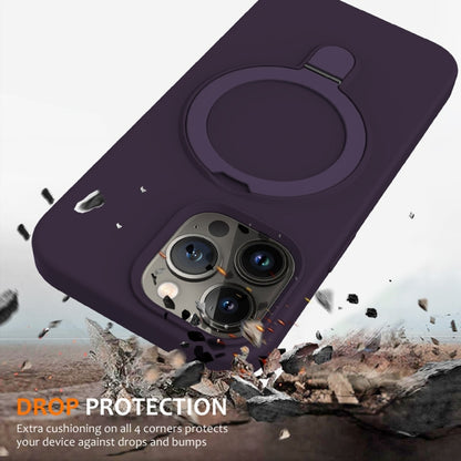 For iPhone 16 Pro Max Liquid Silicone MagSafe Magnetic Phone Case with Ring Holder(Purple) - iPhone 16 Pro Max Cases by buy2fix | Online Shopping UK | buy2fix