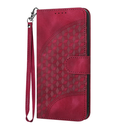 For iPhone 16 YX0060 Elephant Head Embossed Phone Leather Case with Lanyard(Rose Red) - iPhone 16 Cases by buy2fix | Online Shopping UK | buy2fix