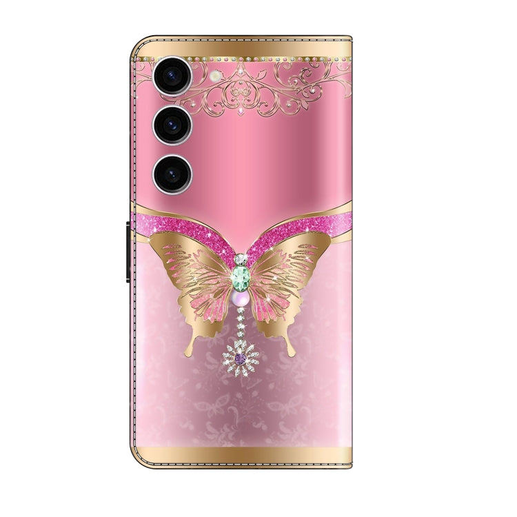 For Samsung Galaxy S24+ 5G Crystal 3D Shockproof Protective Leather Phone Case(Pink Bottom Butterfly) - Galaxy S24+ 5G Cases by buy2fix | Online Shopping UK | buy2fix