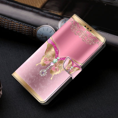 For Honor Magic6 Lite Crystal 3D Shockproof Protective Leather Phone Case(Pink Bottom Butterfly) - Honor Cases by buy2fix | Online Shopping UK | buy2fix