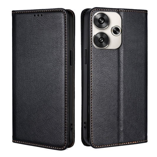 For Xiaomi Redmi Turbo 3 5G Gloss Oil Solid Color Magnetic Leather Phone Case(Black) - Xiaomi Cases by buy2fix | Online Shopping UK | buy2fix