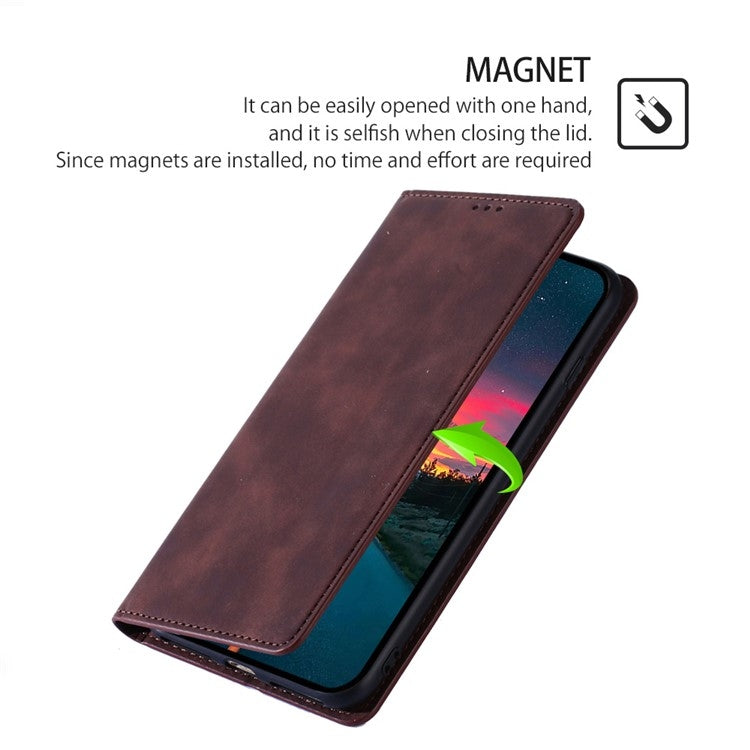 For Realme 12 5G Skin Feel Magnetic Leather Phone Case(Dark Brown) - Realme Cases by buy2fix | Online Shopping UK | buy2fix