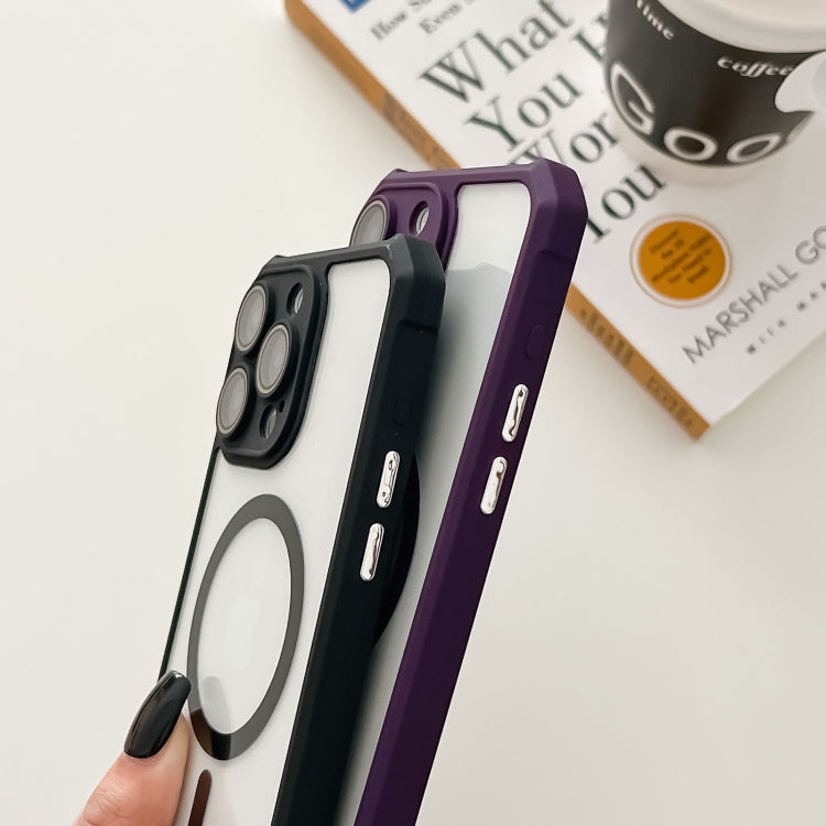 For iPhone 15 Pro Max Colorful Two-Color Lens Film MagSafe Magnetic Horn Acrylic+TPU Case(Purple) - iPhone 15 Pro Max Cases by buy2fix | Online Shopping UK | buy2fix