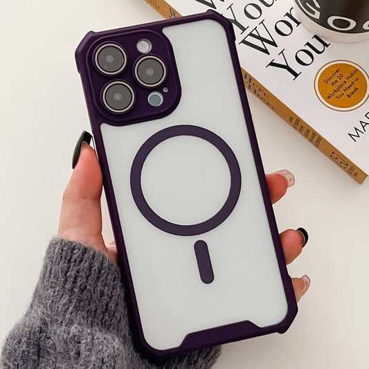 For iPhone 15 Pro Colorful Two-Color Lens Film MagSafe Magnetic Horn Acrylic+TPU Case(Purple) - iPhone 15 Pro Cases by buy2fix | Online Shopping UK | buy2fix