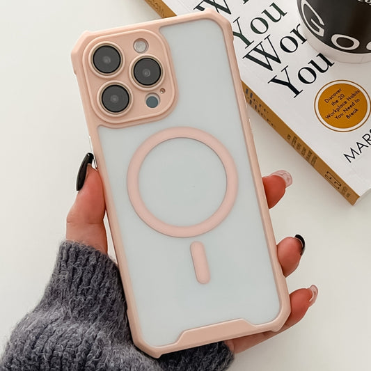 For iPhone 15 Pro Colorful Two-Color Lens Film MagSafe Magnetic Horn Acrylic+TPU Case(Pink) - iPhone 15 Pro Cases by buy2fix | Online Shopping UK | buy2fix
