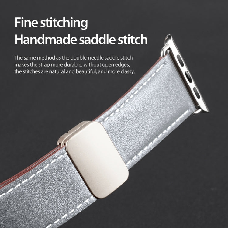 For Apple Watch Ultra 2 49mm DUX DUCIS YA Series Magnetic Buckle Genuine Leather Watch Band(Grey) - Watch Bands by DUX DUCIS | Online Shopping UK | buy2fix