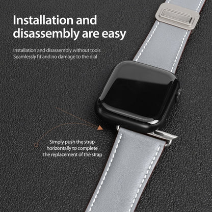 For Apple Watch Ultra 2 49mm DUX DUCIS YA Series Magnetic Buckle Genuine Leather Watch Band(Grey) - Watch Bands by DUX DUCIS | Online Shopping UK | buy2fix