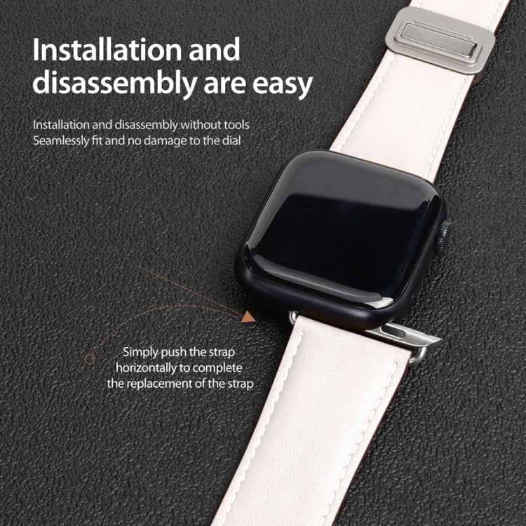 For Apple Watch Ultra 49mm DUX DUCIS YA Series Magnetic Buckle Genuine Leather Watch Band(White) - Watch Bands by DUX DUCIS | Online Shopping UK | buy2fix