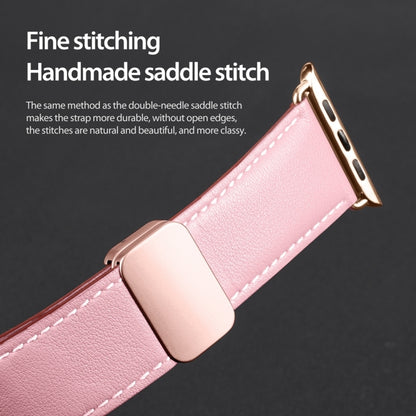 For Apple Watch Series 8 45mm DUX DUCIS YA Series Magnetic Buckle Genuine Leather Watch Band(Pink) - Watch Bands by DUX DUCIS | Online Shopping UK | buy2fix