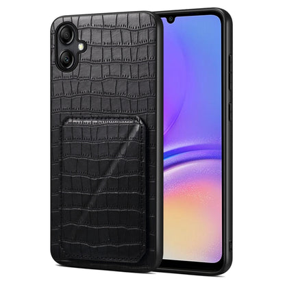 For Samsung Galaxy A05 Denior Imitation Crocodile Leather Back Phone Case with Holder(Black) - Galaxy Phone Cases by Denior | Online Shopping UK | buy2fix