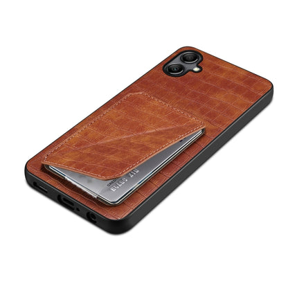 For Samsung Galaxy A20 / A30 Denior Imitation Crocodile Leather Back Phone Case with Holder(Brown) - Galaxy Phone Cases by Denior | Online Shopping UK | buy2fix