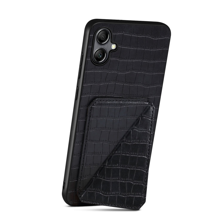 For Samsung Galaxy A20s Denior Imitation Crocodile Leather Back Phone Case with Holder(Black) - Galaxy Phone Cases by Denior | Online Shopping UK | buy2fix