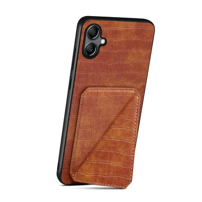 For Samsung Galaxy A22 5G Denior Imitation Crocodile Leather Back Phone Case with Holder(Brown) - Galaxy Phone Cases by Denior | Online Shopping UK | buy2fix