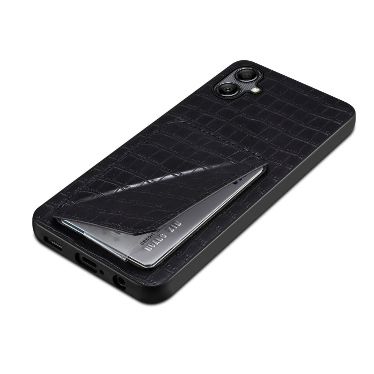 For Samsung Galaxy A51 5G Denior Imitation Crocodile Leather Back Phone Case with Holder(Black) - Galaxy Phone Cases by Denior | Online Shopping UK | buy2fix