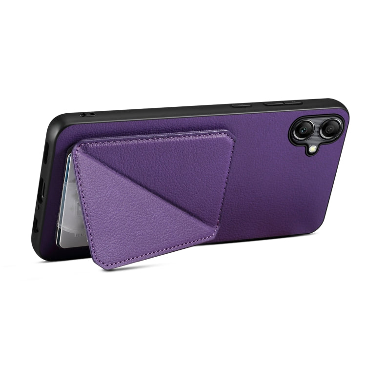 For Samsung Galaxy A05G Denior Imitation Calf Leather Back Phone Case with Holder(Purple) - Galaxy Phone Cases by Denior | Online Shopping UK | buy2fix