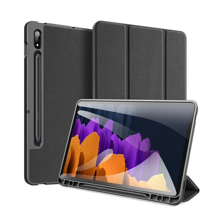 For Samsung Galaxy Tab S7+ 12.4 inch DUX DUCIS Domo Series Horizontal Flip Magnetic PU Leather Case with Three-folding Holder & Sleep / Wake-up Function & Pen Slot(Black) - Other Galaxy Tab PC by DUX DUCIS | Online Shopping UK | buy2fix