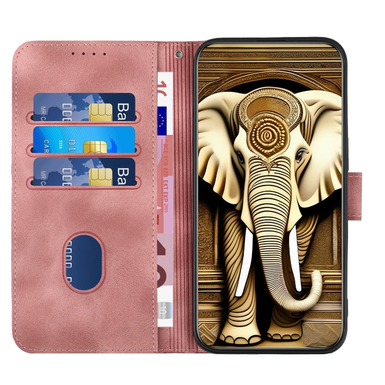 For Xiaomi 13T/13T Pro/Redmi K60 Ultra YX0060 Elephant Head Embossed Phone Leather Case with Lanyard(Pink) - Redmi K60 Ultra Cases by buy2fix | Online Shopping UK | buy2fix