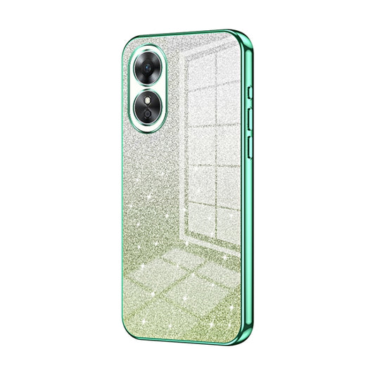 For OPPO A17 / A17K Gradient Glitter Powder Electroplated Phone Case(Green) - OPPO Cases by buy2fix | Online Shopping UK | buy2fix