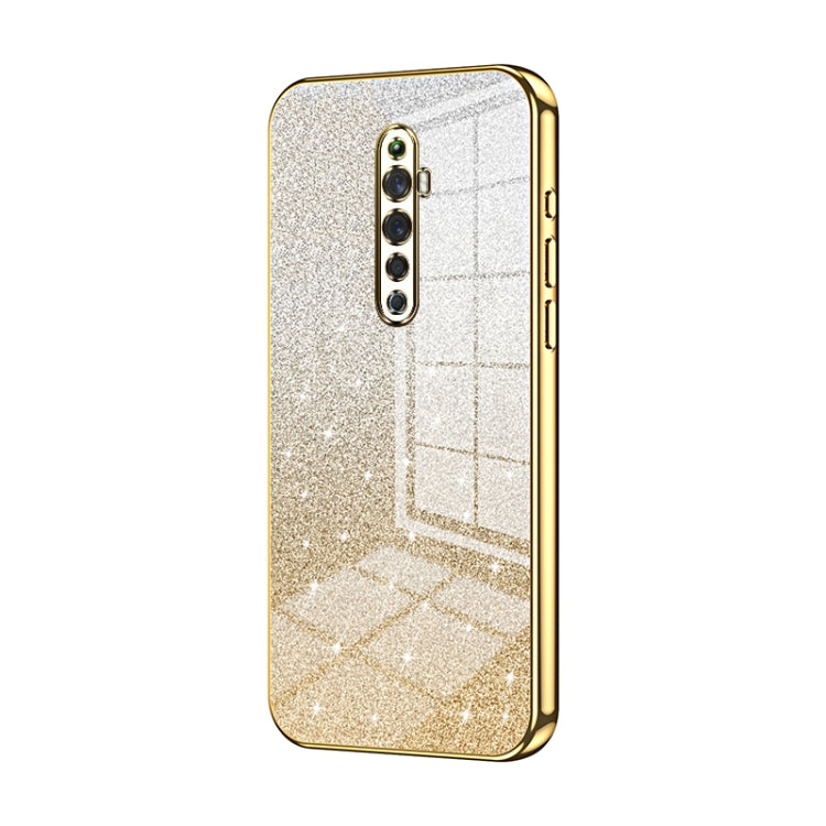For OPPO Reno2 Z / Reno2 F Gradient Glitter Powder Electroplated Phone Case(Gold) - OPPO Cases by buy2fix | Online Shopping UK | buy2fix
