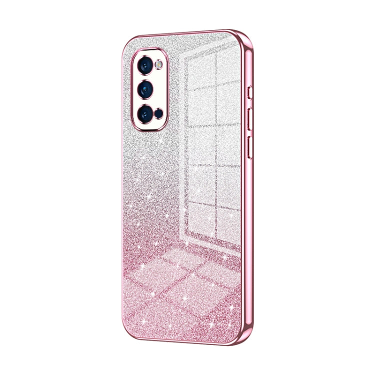For OPPO Reno4 Pro Gradient Glitter Powder Electroplated Phone Case(Pink) - OPPO Cases by buy2fix | Online Shopping UK | buy2fix