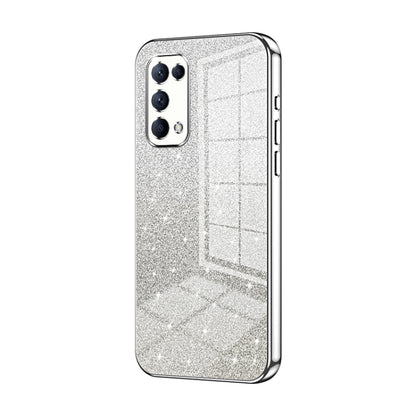 For OPPO Reno5 4G/5G / Reno5 K Gradient Glitter Powder Electroplated Phone Case(Silver) - OPPO Cases by buy2fix | Online Shopping UK | buy2fix