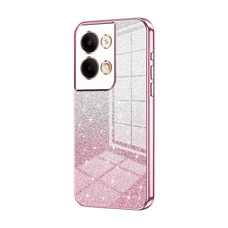 For OPPO Reno9 / Reno9 Pro Gradient Glitter Powder Electroplated Phone Case(Pink) - OPPO Cases by buy2fix | Online Shopping UK | buy2fix