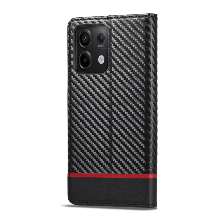 For Xiaomi Redmi Note 13 4G LC.IMEEKE Carbon Fiber Texture Flip Leather Phone Case(Horizontal Black) - Note 13 Cases by LC.IMEEKE | Online Shopping UK | buy2fix