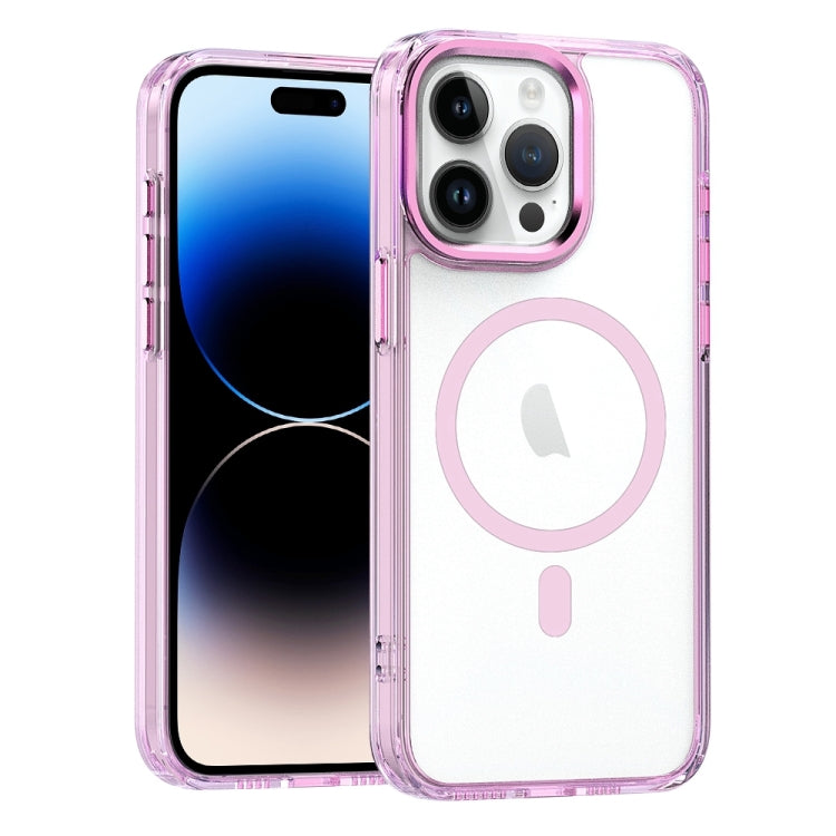 For iPhone 14 Pro MagSafe Magnetic Clear Phone Case(Pink) - iPhone 14 Pro Cases by buy2fix | Online Shopping UK | buy2fix