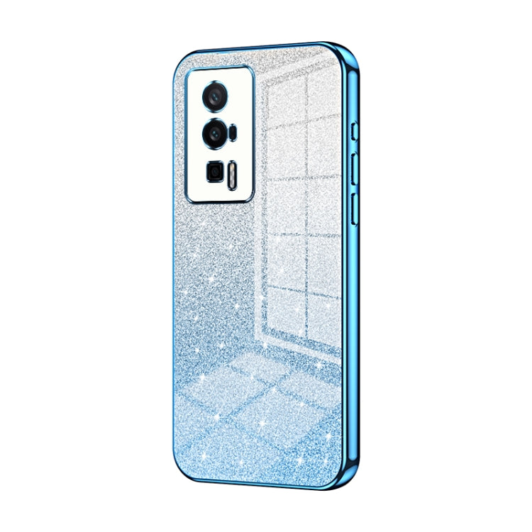 For Xiaomi Redmi K60 / K60 Pro Gradient Glitter Powder Electroplated Phone Case(Blue) - Xiaomi Cases by buy2fix | Online Shopping UK | buy2fix