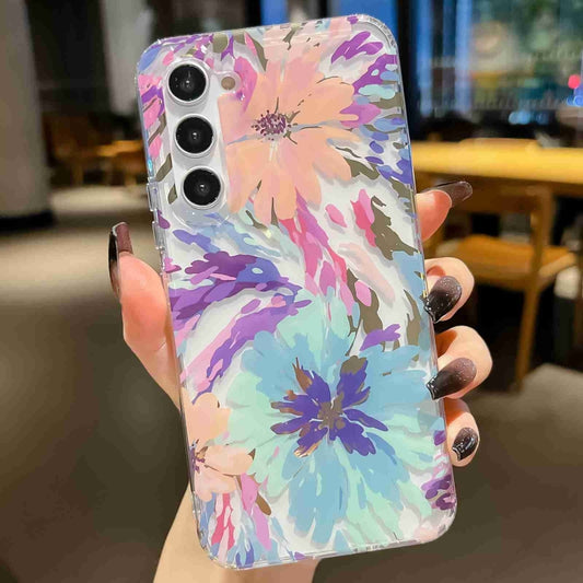 For Samsung Galaxy S22 5G Electroplated Symphony Phone Case(Watercolor Flower) - Galaxy S22 5G Cases by buy2fix | Online Shopping UK | buy2fix