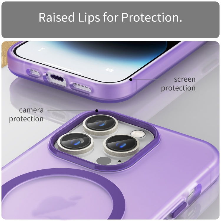 For iPhone 14 Pro MagSafe Frosted Translucent TPU + PC Full Coverage Phone Case(Dark Purple) - iPhone 14 Pro Cases by buy2fix | Online Shopping UK | buy2fix