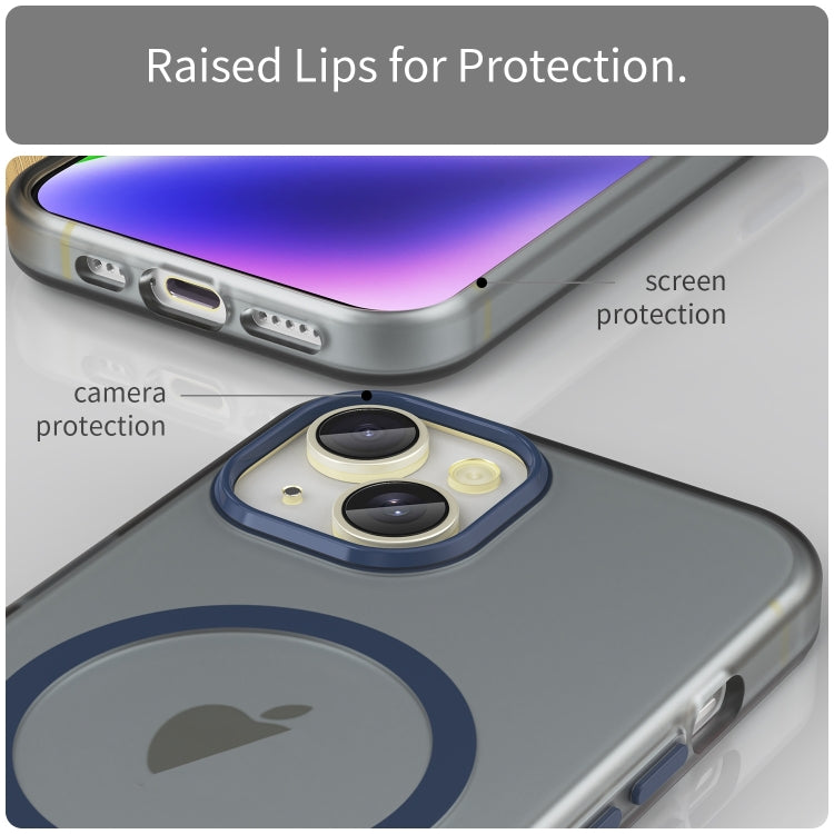 For iPhone 16 MagSafe Frosted Translucent TPU + PC Full Coverage Phone Case(Dark Blue) - iPhone 16 Cases by buy2fix | Online Shopping UK | buy2fix