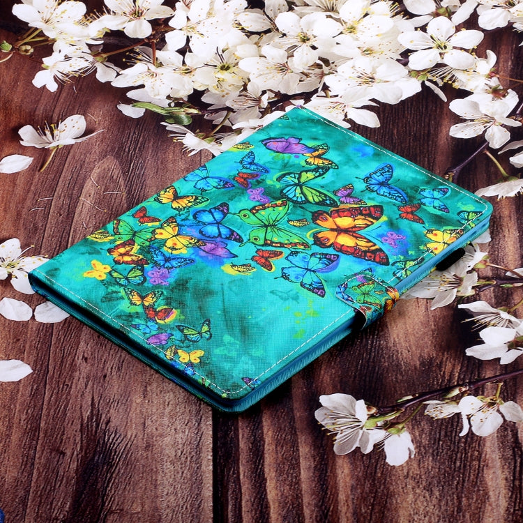 For Lenovo Tab M11/ Xiaoxin Pad 11 2024 Coloured Drawing Stitching Smart Leather Tablet Case(Green Butterfly) - Lenovo by buy2fix | Online Shopping UK | buy2fix