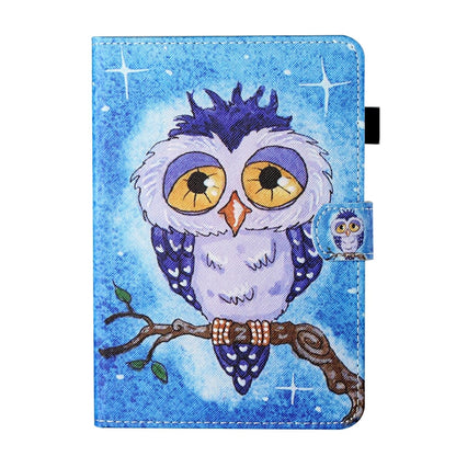 For Lenovo Tab M11/ Xiaoxin Pad 11 2024 Coloured Drawing Stitching Smart Leather Tablet Case(Blue Owl) - Lenovo by buy2fix | Online Shopping UK | buy2fix