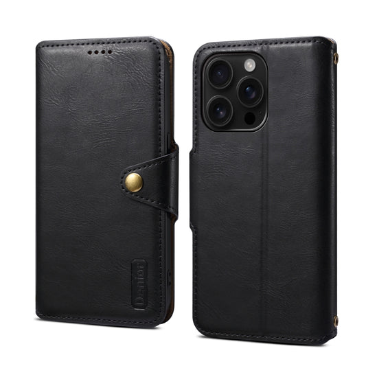 For iPhone 16 Pro Denior Cowhide Texture Wallet Style Leather Phone Case(Black) - iPhone 16 Pro Cases by Denior | Online Shopping UK | buy2fix