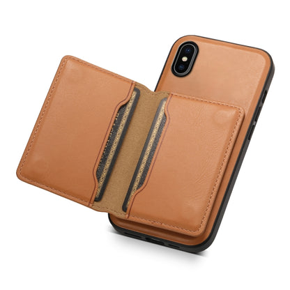 For iPhone X / XS Denior Cowhide Texture Leather MagSafe Detachable Wallet Phone Case(Khaki) - More iPhone Cases by Denior | Online Shopping UK | buy2fix